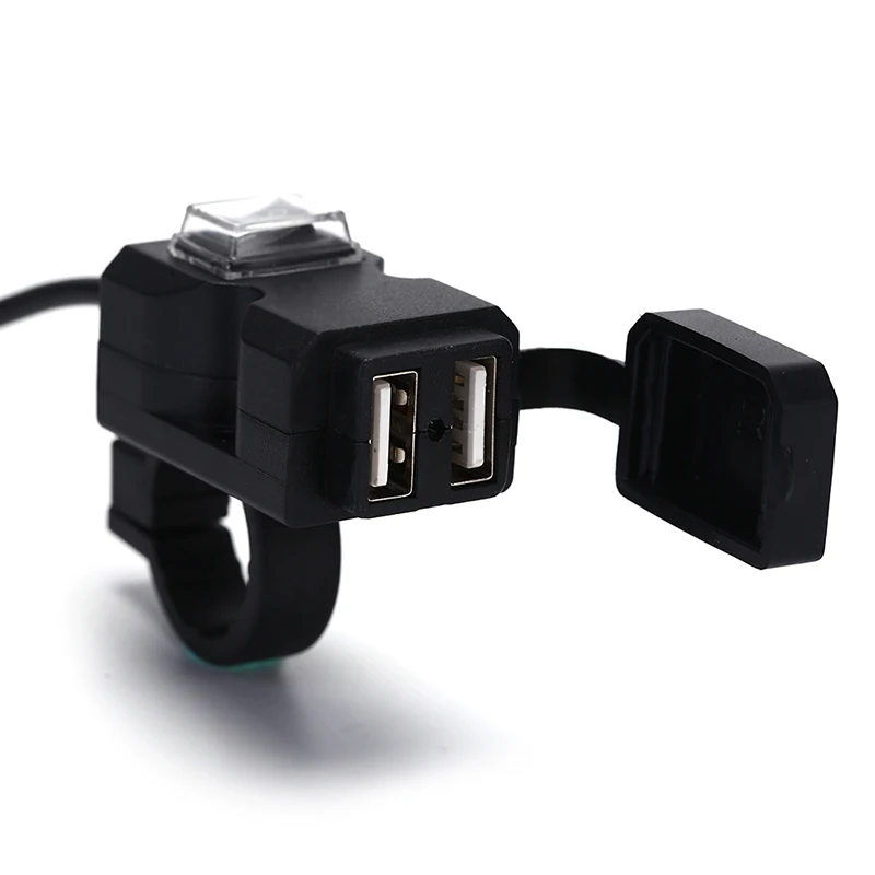 

1PC Motorbike Charger Adapter Power Supply Socket for Phone Motorcycle GPS MP4 Dual USB Port 12V Waterproof Handlebar