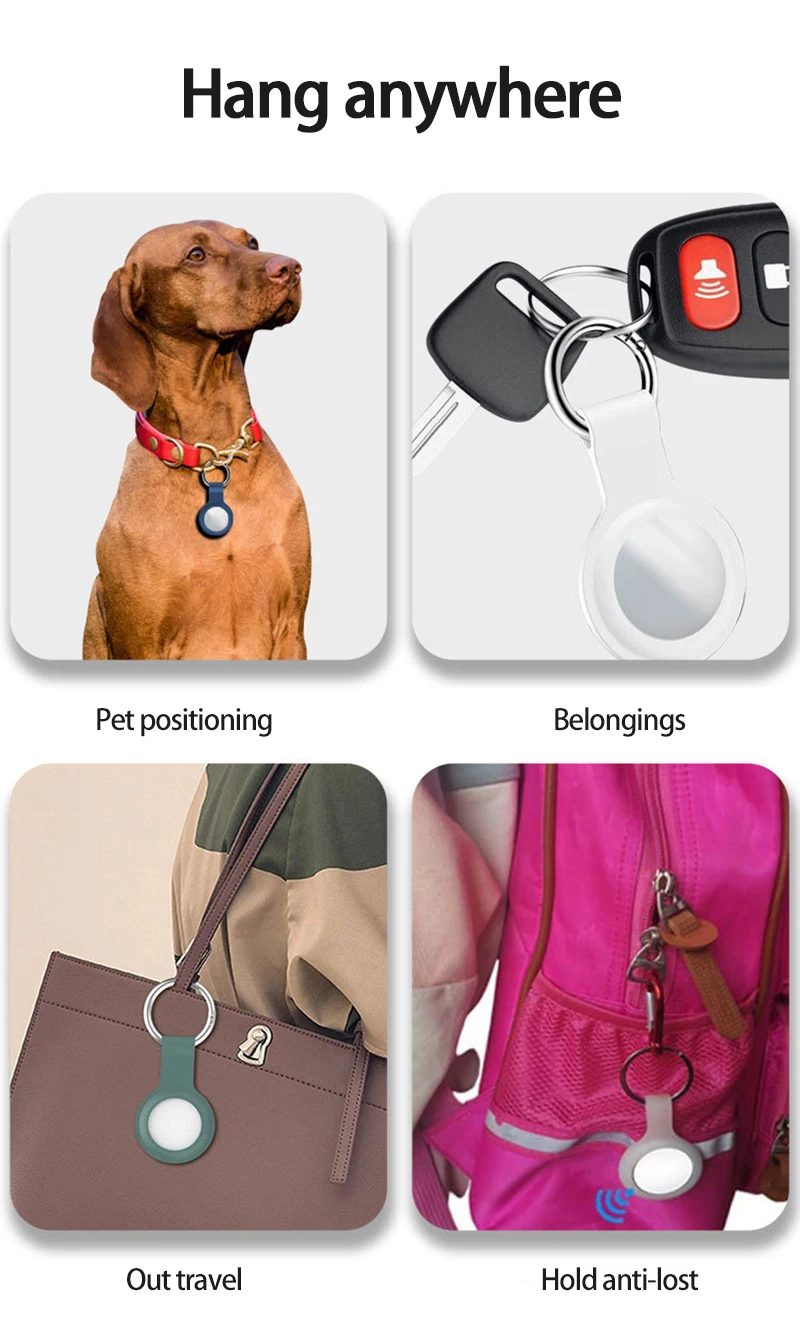 

Hot!! Silicone Protective Sleeve For Apple AirTags Locator With Metal Ring Buckle Silicone Case Cover Keychain For AirTags