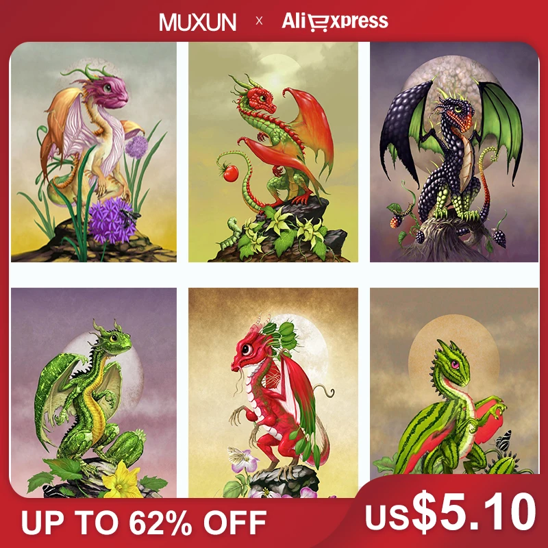 Алмазная 5D живопись MUXUN сделай сам мультяшное животное дракон вышивка крестиком