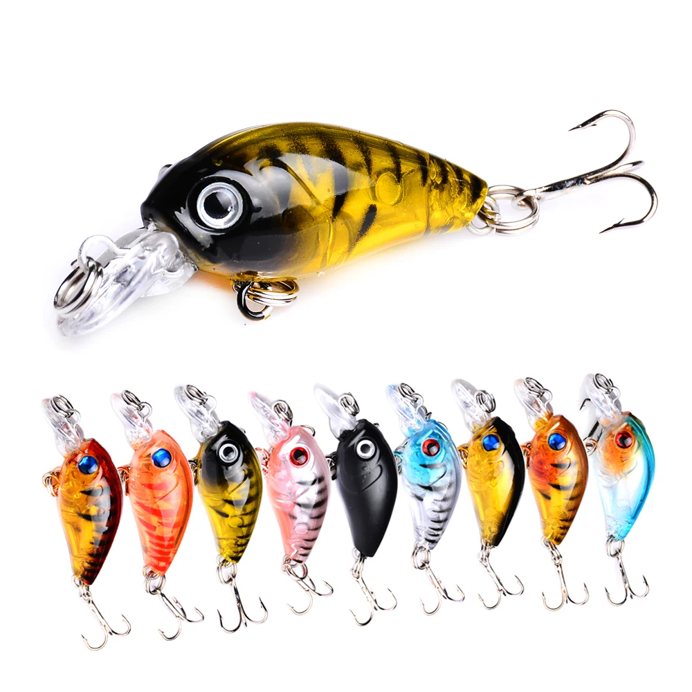 

4.5CM Crankbait Fishing Lure 4g 3D Eyes Hook Artificial Bait Hard Plastic Topwater Fishing Tackle Anti-corrosion Fish Hooks