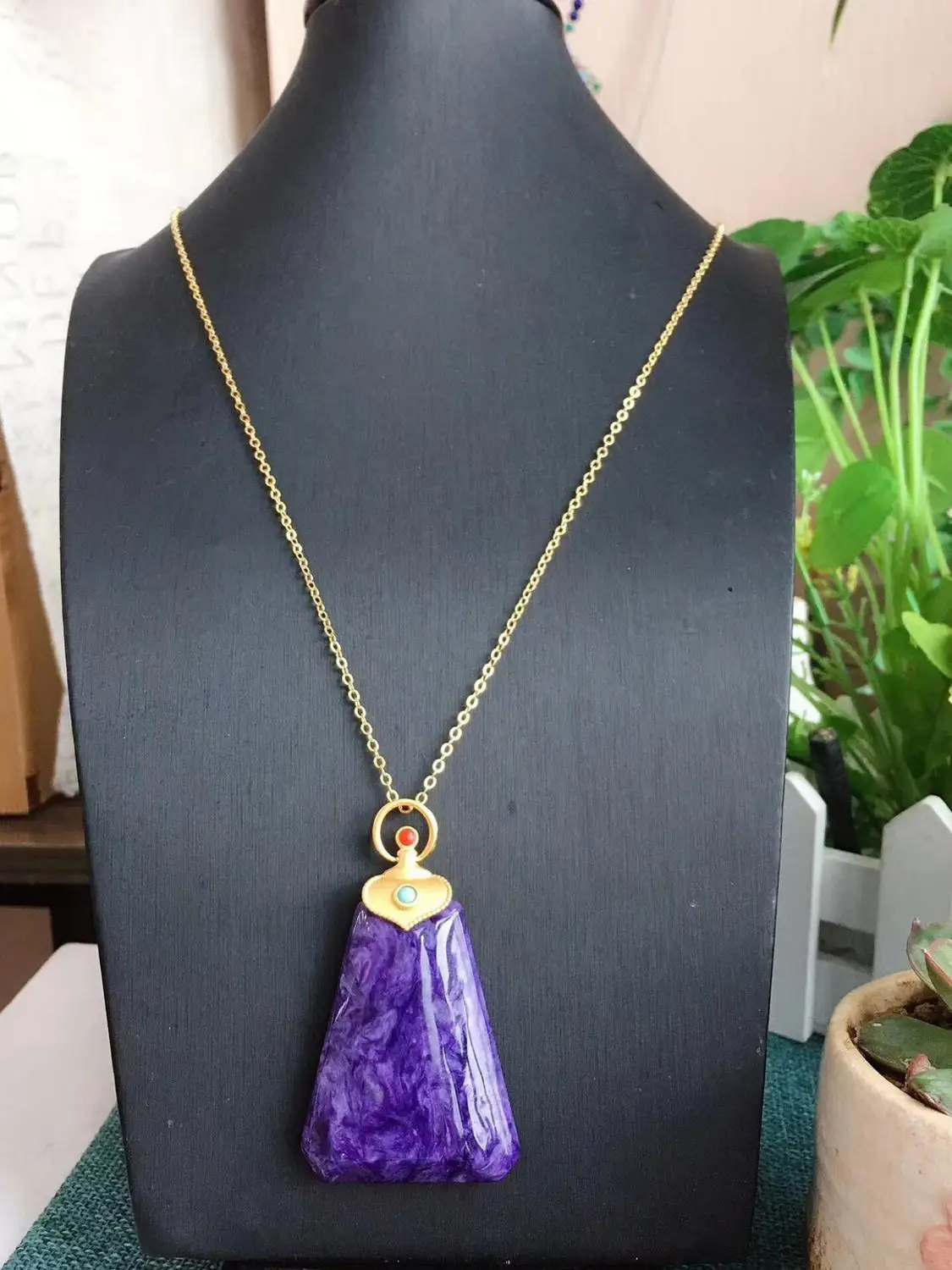 

Genuine Natural Purple Charoite Gemstone Heart Pendant 45x36x8mm Women Men Russia Necklace Jewelry Genuine AAAAAA