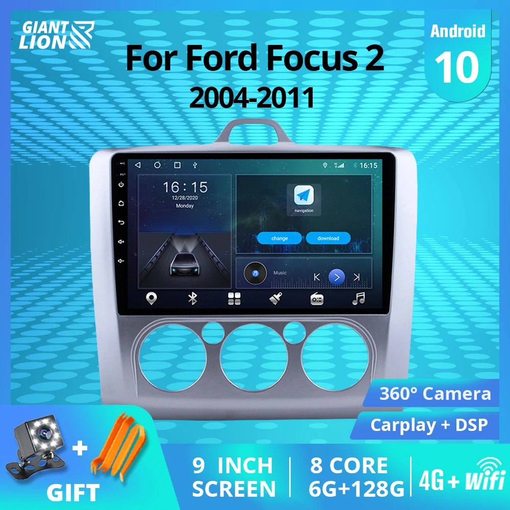 

Автомобильный радиоприемник 2DIN Android 10,0 для Ford Focus2 2004-2011, автомобильный мультимедийный плеер с GPS-навигацией, автомобильный радиоприемник, ст...