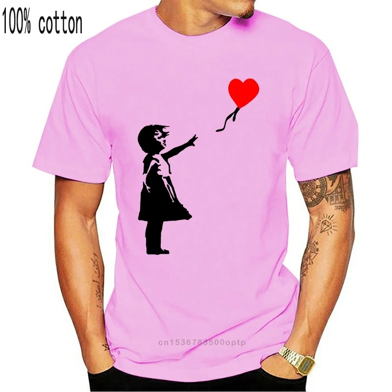 Бэнкси девушка с шарик в форме сердца Футболка Воздушные шары граффити Цвет