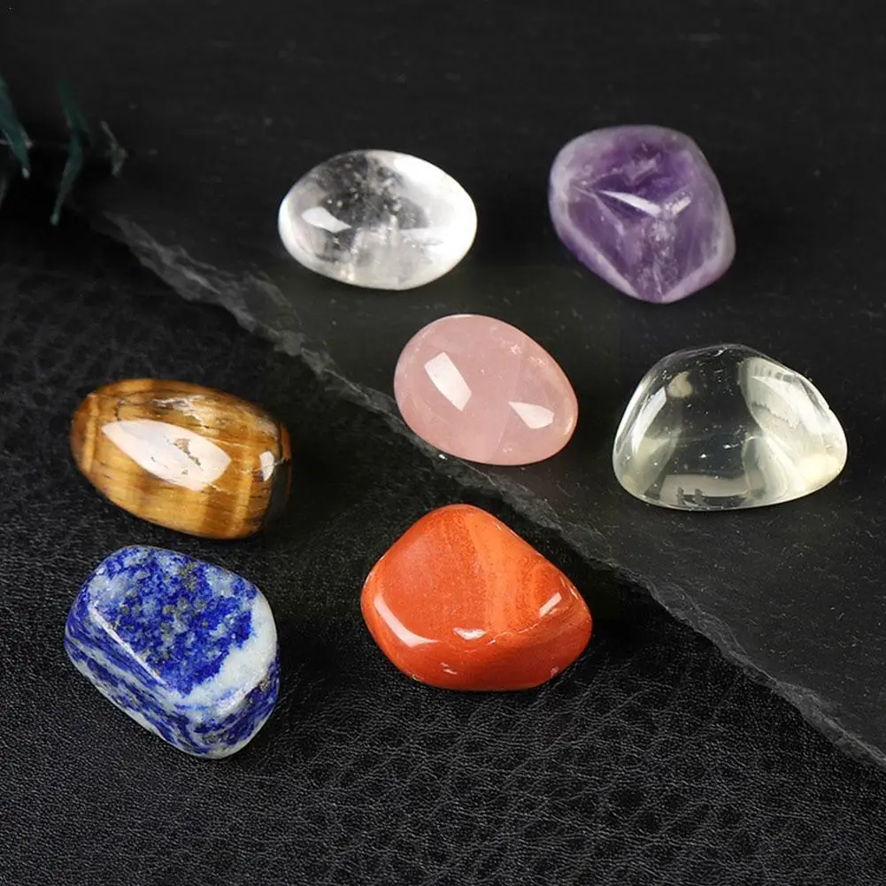 

New Natural Healing Reiki Crystal Gem Mineral Polished Seven Chakra Color Yoga Gift Stone Rolling Stones DIY Stone Chakra B8H3