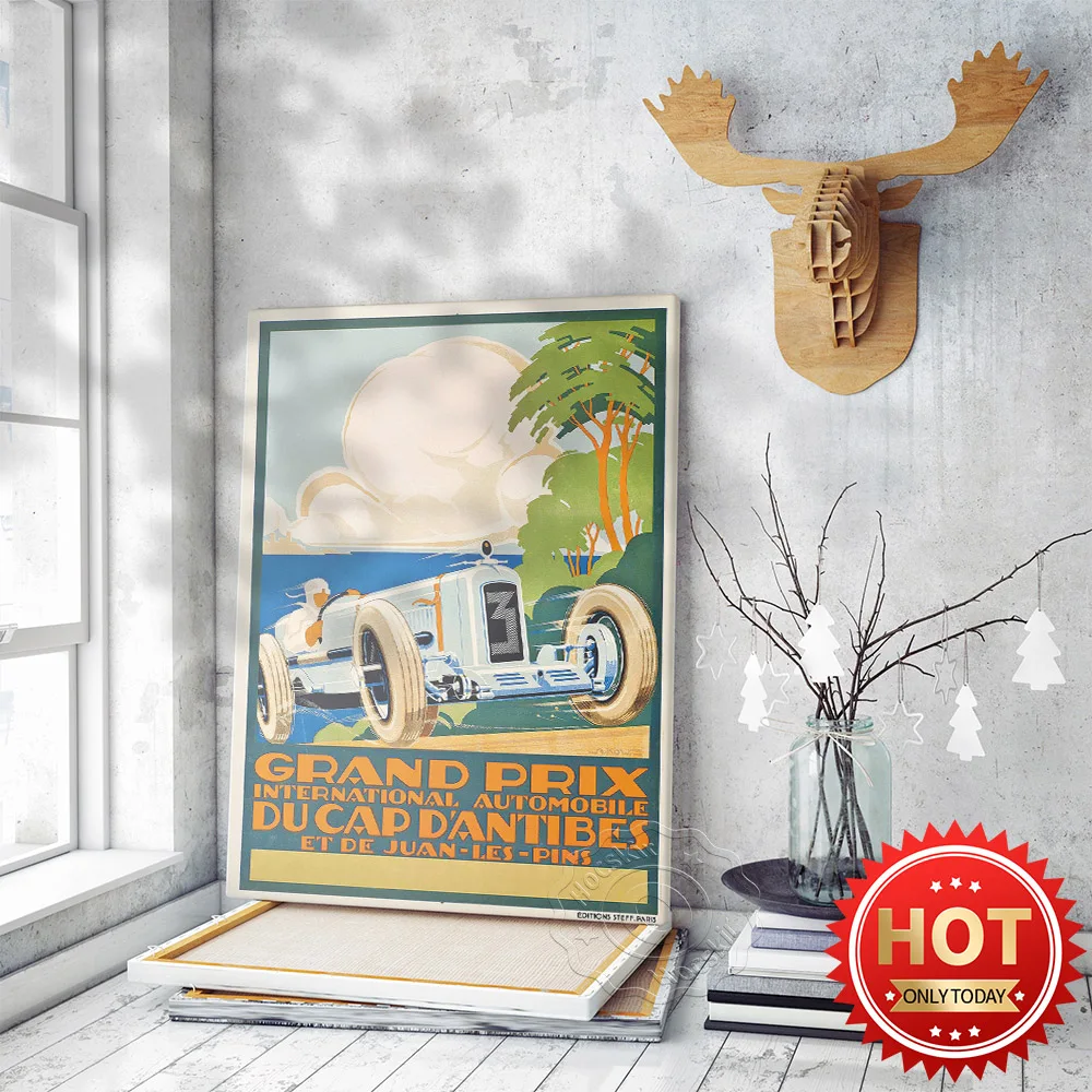 

1929 Grand Prix International Automobile Vintage Art Poster, 1920s Vintage Vehicle Contest Art Prints, Club Decor Wall Sticker
