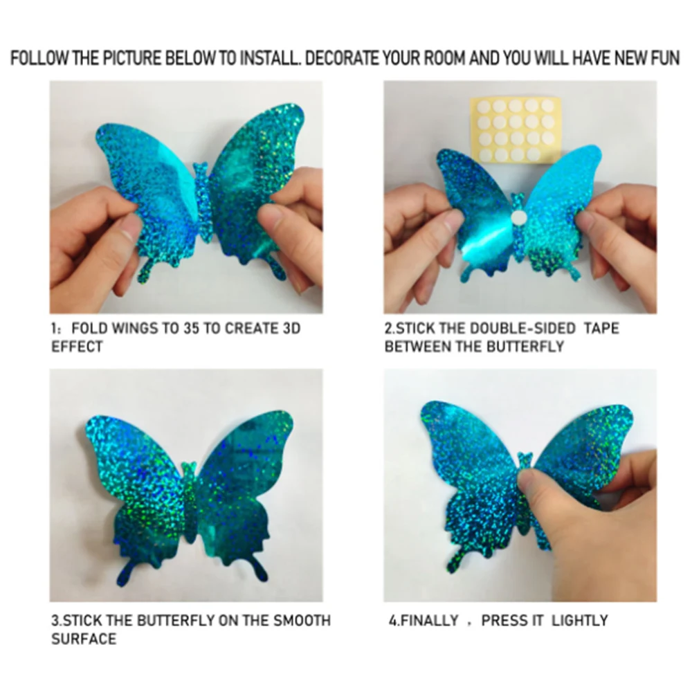 12 шт. ПВХ 3D симулятор вспышки DIY искусственная Орхидея Бабочка наклейки на стену