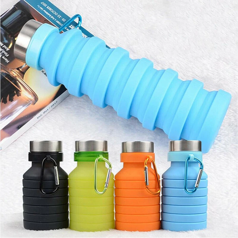 

550ML Collapsible Silicone Cup Foldable Water Bottle Gym Camping Travel Drinking Collapsible Thermos Mug Isotherm Tea Coffee