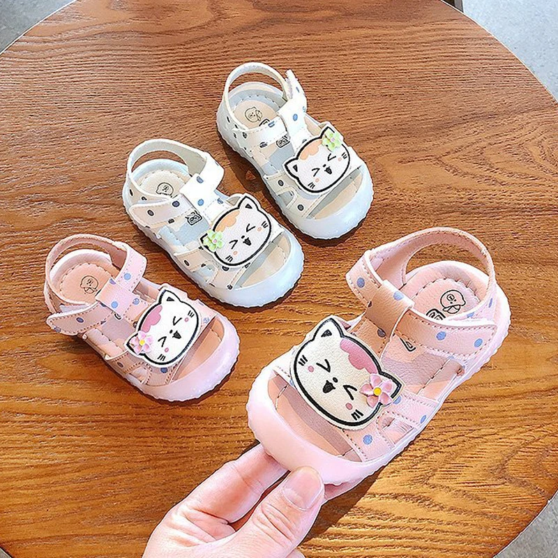 

Cute Soft Sole Anti-collision Velcro Baby Toddler Girls Sandals Anti-skid 0-3 Years Old Kids Shoes T21N03LS-47