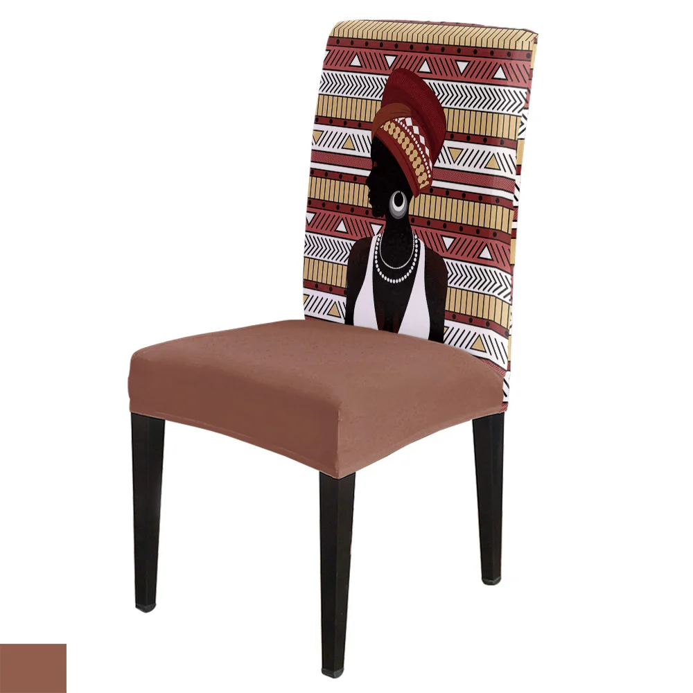 

Geometic African Women Silhouette Office Chair Cover Spandex Chair Cover Elastic Printing Home Hotel Wedding Dining Chair Covers