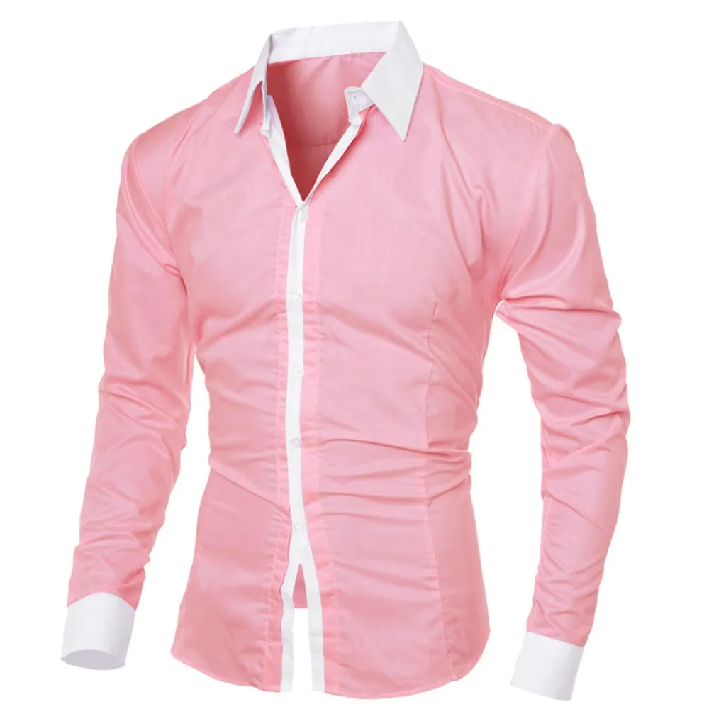 

Men Shirt Top Blouse Fashion Personality Men's Casual Slim Long-sleeved Shirt Top Blouse Mens Fashion Clothing