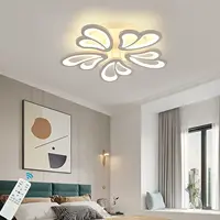 Modern 36W Ceiling Light Fixture Dimmable LED Flush Mount Chandelier Remote Metal Acrylic Flower Ceiling Lamp for Living Dining