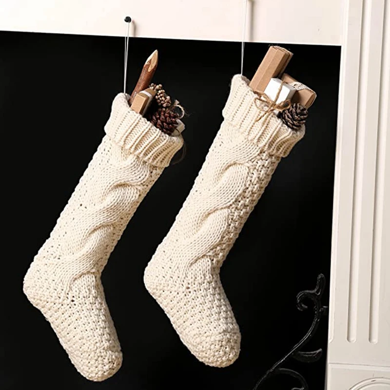 

4PCS Woolen Knitted Wall Decoration Candy Bag Socks Socks Gift Bag Socks Ornaments