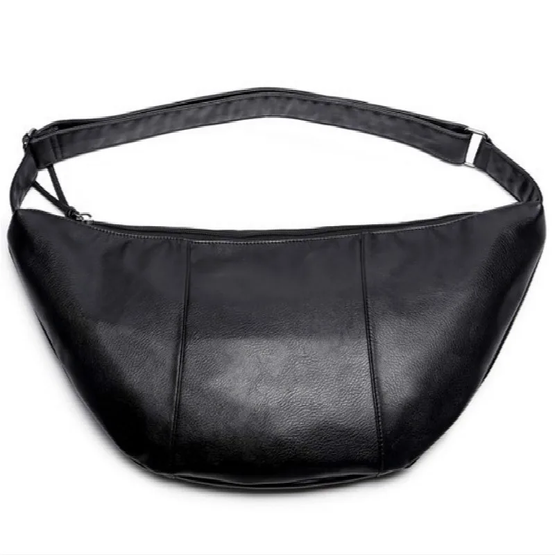 

Men's Big Fashion PU Leather Hobos Crossbody Bag High Capacity Travel Shoulder Bag Man black Soft Leather Messenger Bag Men 2021