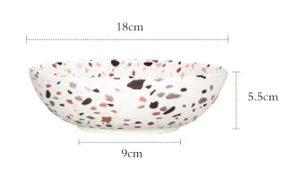 Terrazzo Dinner Plates Dessert Dishes Bowl Tableware Sets Salad Bowl Ceramic Plates - Color: 180mm