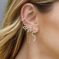 personality punk rock hip hop gothic earrings five piece full diamond snake shaped earrings for women nightclub club accessories
