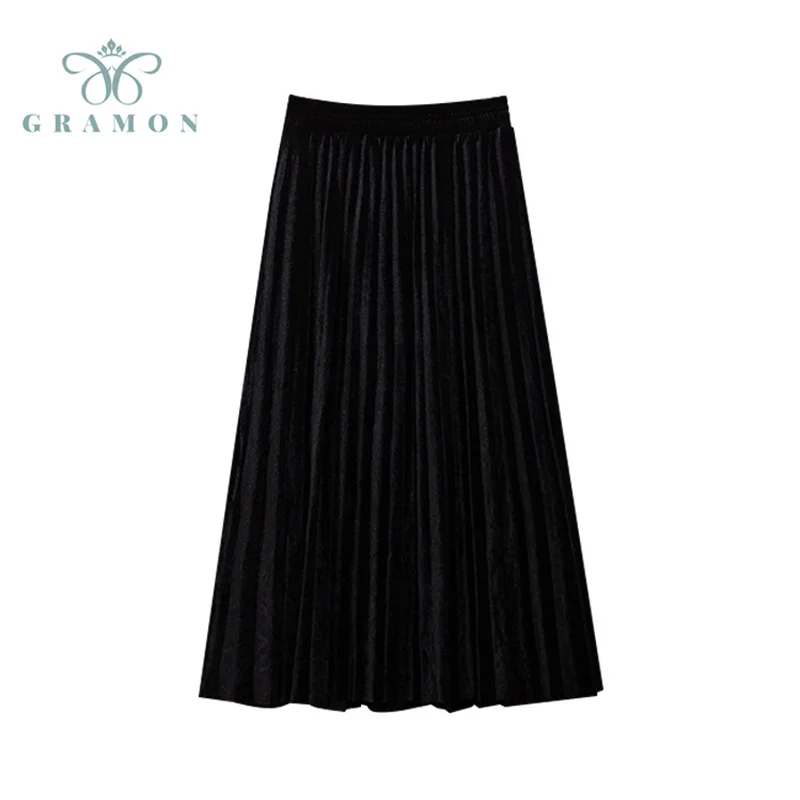 

Plus Size Skirts Womens Gothic 2021 Solid Elastic Pleated Skirt Autumn Vintage Fashion Casual High Waist A Line Party Mini Skirt