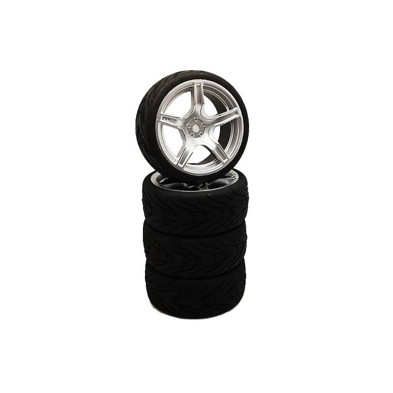 

4pcs 1/10 Scale Rubber Tire Rim Set Model 12mm AMGS + PP133 Fit 1:10 RC On Road Car