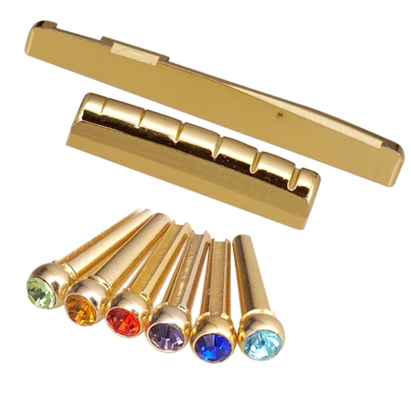 

Прямая поставка-латунная фольклорная гитара 72 мм верхняя + нижняя подушка Длина моста седло и Гайка фиксированная струна строковые штифты а...