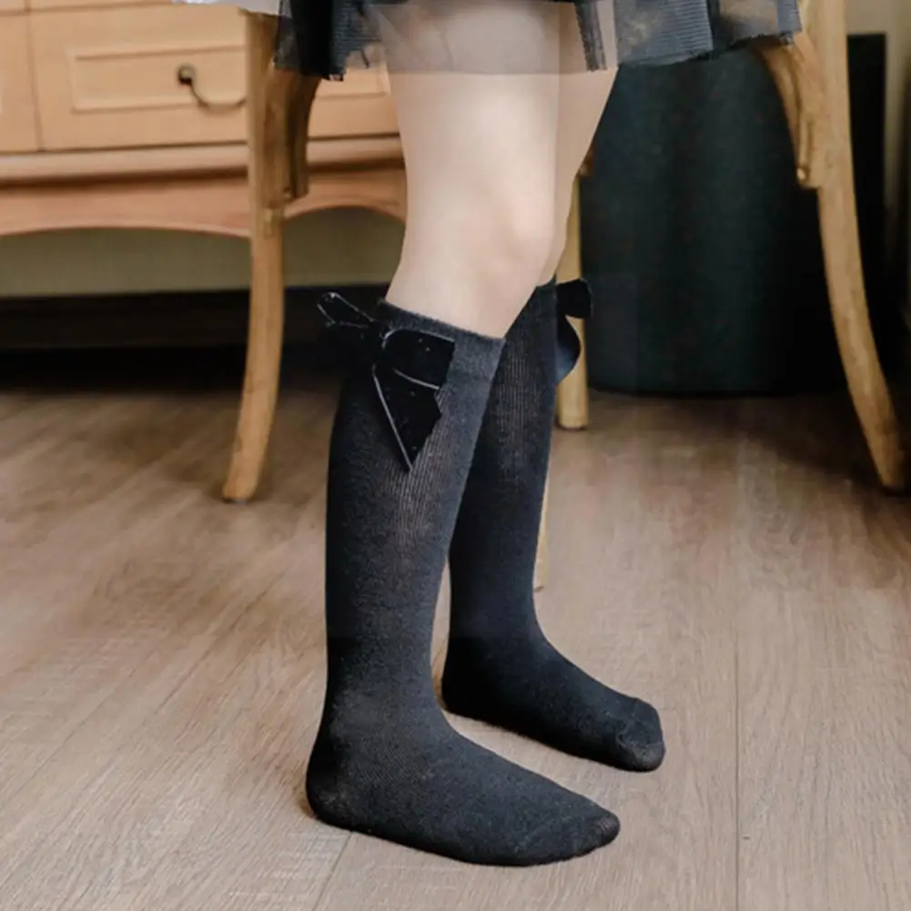 

1 Pair Baby Socks Autumn Winter Girls Cotton Socks Girls Moon Socks With Full Bowknot Festive Holiday Socks Girls Knee-leng S4g4