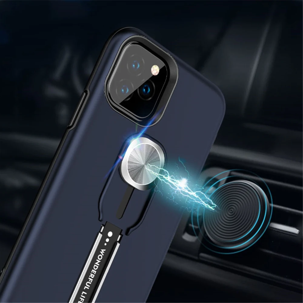 Роскошный чехол для телефона с магнитным кольцом для iphone 11 pro max Xs max XR X 8 7 6s Plus силиконовый автомобильный держатель с кольцом на палец