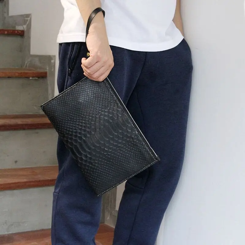 

Genuine Python Skin Luxury Handbag Clutch Envelope Business Phone Pouch Multi-Function Long Zipper Wallet Card Holder Purse