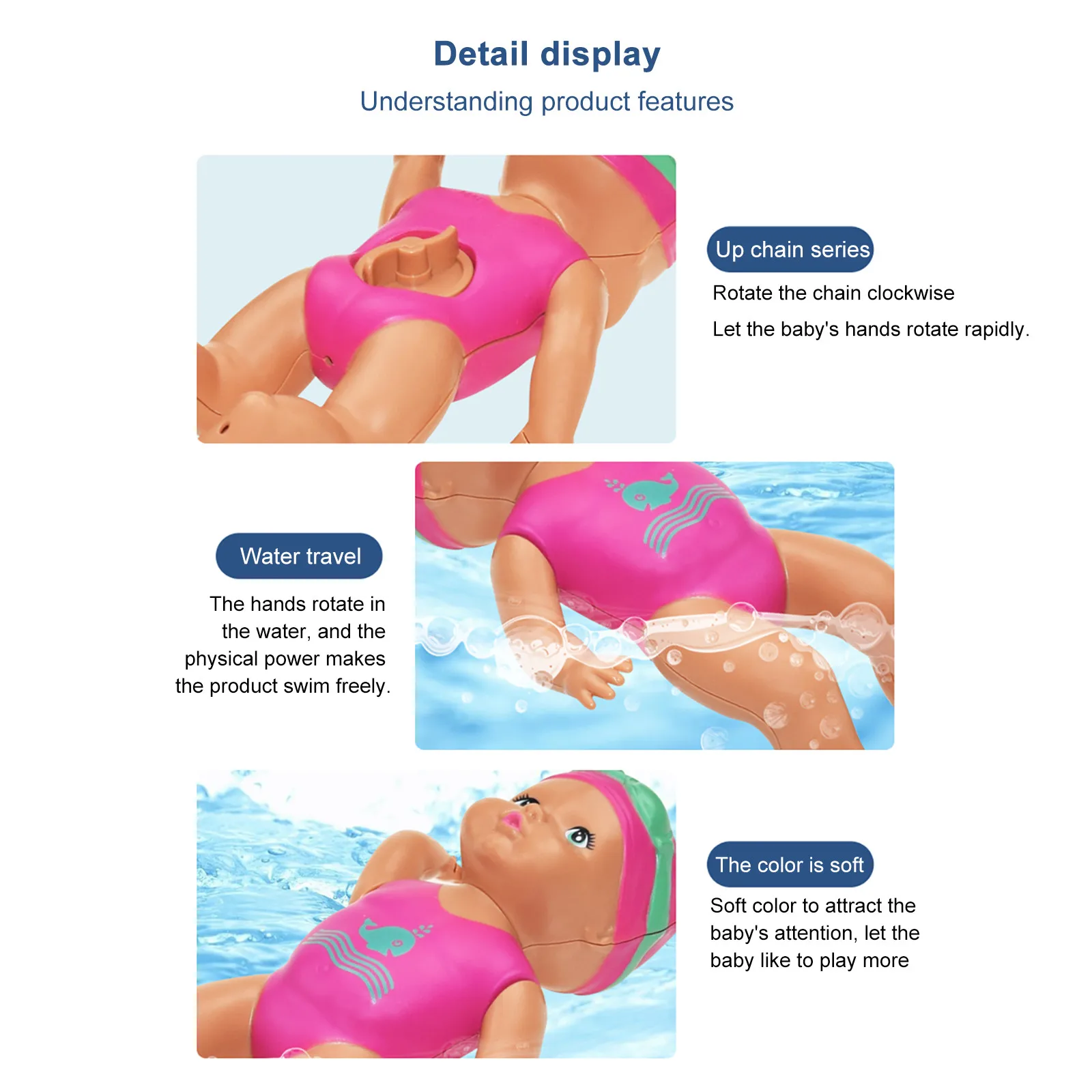 

Water Fun Swimming Pool For Waterproof Electric Doll Best-gift Toy Swimming Water Doll Joint Movable Educational Toy For Kids
