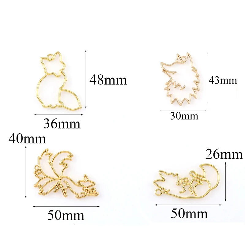 

4Pcs Fox Metal Frame Pendant Bezel Setting UV Resin Charm Jewelry Casting Craft DIY Mold Charm Jewelry Making
