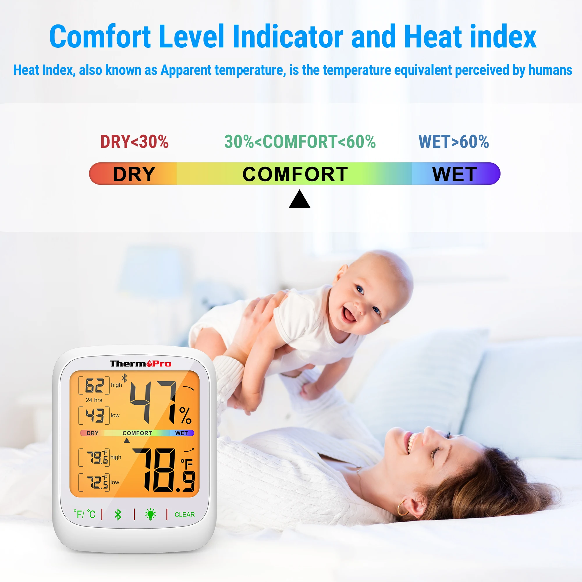 Фото Беспроводной комнатный цифровой термометр гигрометр ThermoPro TP359 80 м умный с Беспроводной комнатный цифровой термометр гигрометр ThermoPro TP359 80 м умный с