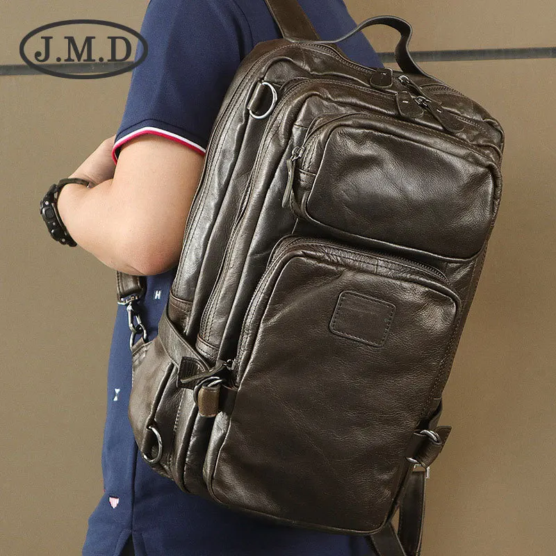 J.M.D новинка 2019 высокое качество 100% натуральная кожа мужская коричневая серая