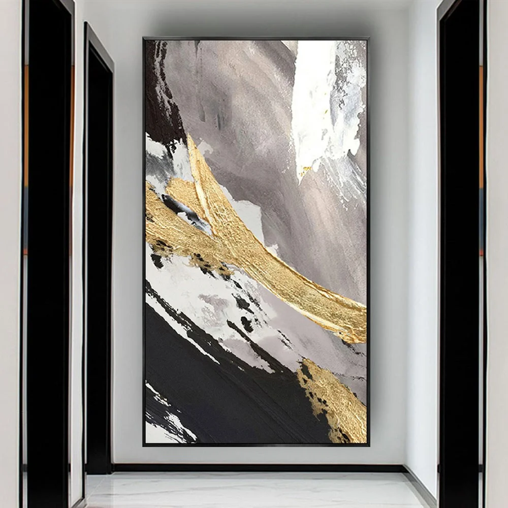 

Fashionable Abstract Home Decor Painting Hand-Painted Beautiful Oil Paintings Golden Gray Texture Canvas Paint Modern Wall Art