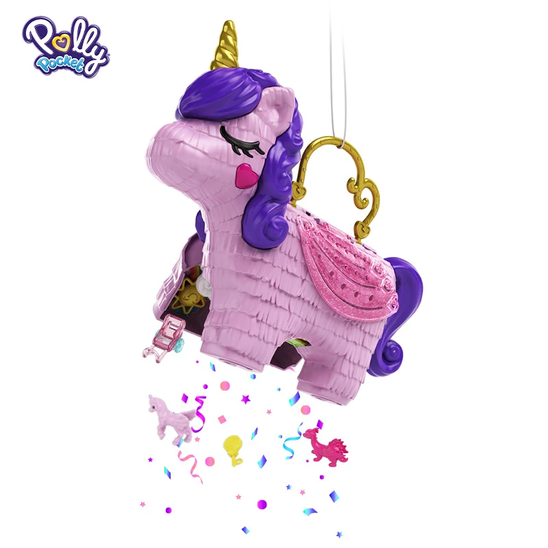 

Большой набор игрушек Polly Pocket 25 +, единорог-сюрприз, глухая коробка, Забавные куклы принцессы для вечеринки, подарок для детей на день рождени...