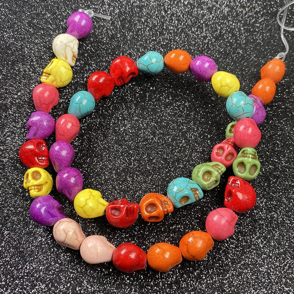 

Natural Semi-precious Stones Turquoise Skull Shape Mix-color for Jewelry Making Necklace Earrings Bracelet Gift