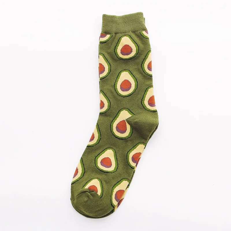 Army green Fashion personality funny long socks ladies casual warm long cotton happy pop hip hop style street tide avocado egg couple socks - Color: Army green