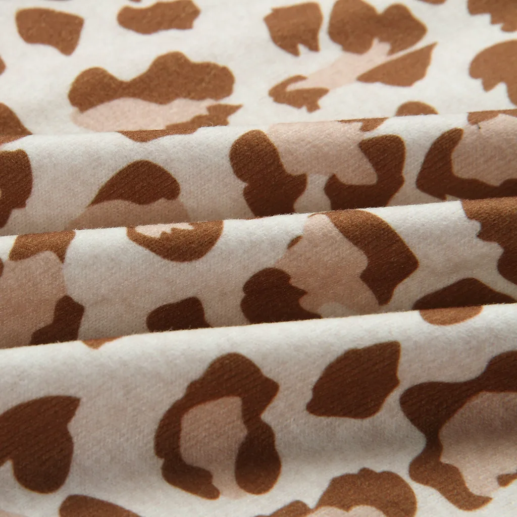 2019 Толстовка для девочек Женская леопардовая с разрезом по подолу осенний топ