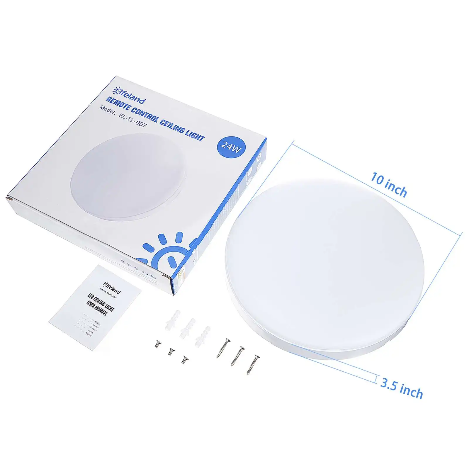 $10.99 LED Ceiling Light 24W 6000K AC160-265V IP54 Round Panel Lights for Bathroom Living Room Bedroom Lighting Ship from ES/Ger