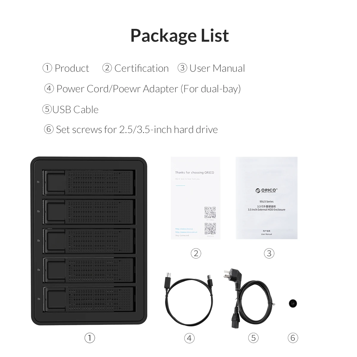 Док-станция ORICO 3,5 ''5 bay для жесткого диска USB3.0 to SATA с RAID алюминиевым корпусом для жесткого диска двойной чип 80 ТБ емкость чехол для жесткого диска