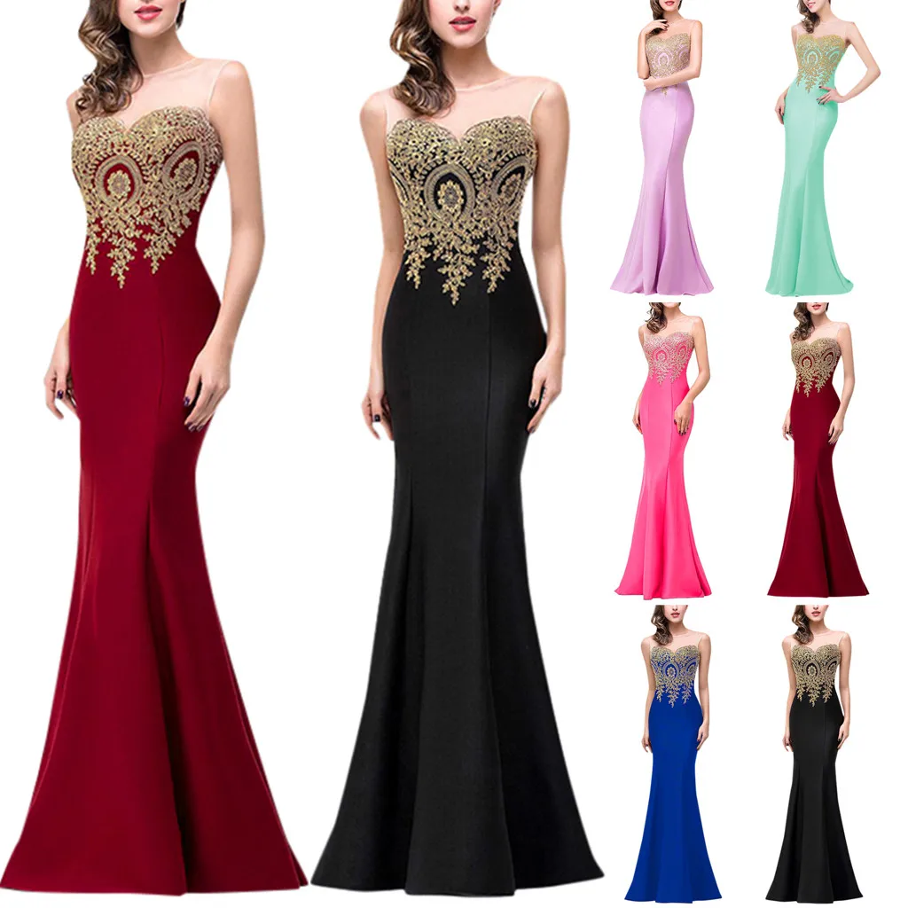 Женское длинное зимнее платье официальное подружки невесты украшенное