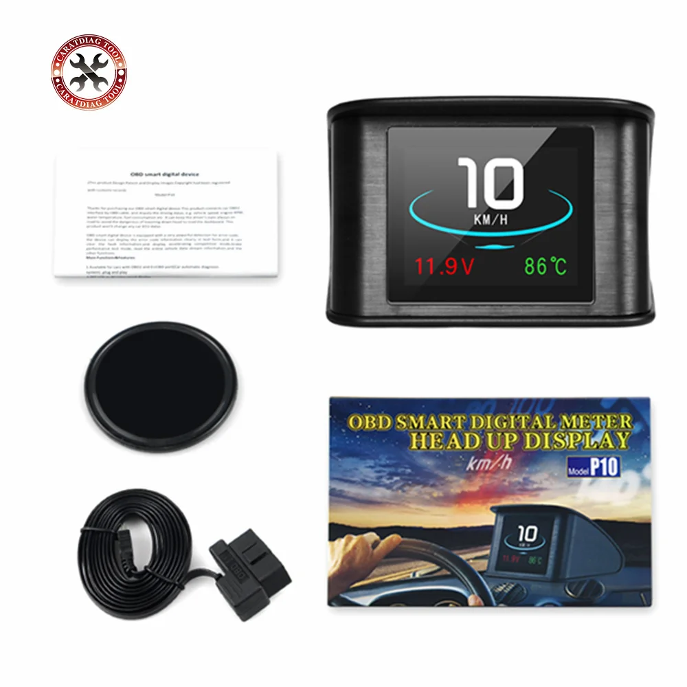 Дисплей на лобовое стекло Hud OBD2 P10 цифровой автомобильный измеритель скорости с
