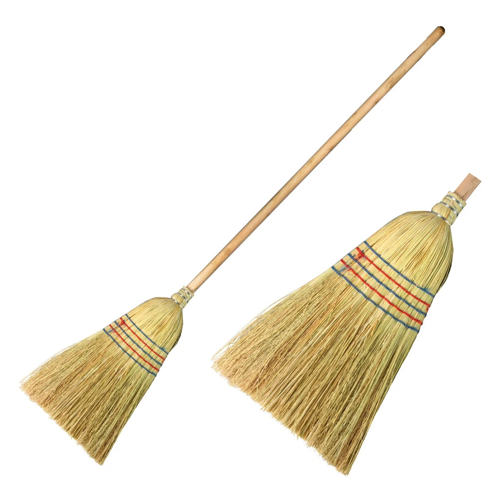 Broom LIMA 2 602463 natural stitched with a wooden handle 95 cm large 450x330 mm Besom broomstick For home and kitchen Brooms Dustpans Household