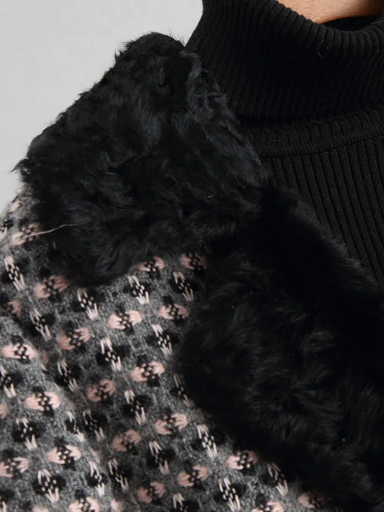 Real Fur Coat Women Tweed Long Sheep Shearling Jacket Winter Wool Coats and Jackets Korean Warm KQN68254 KJ3521 | Женская одежда