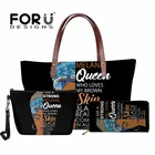 Комплект сумок для женщин меланин, королева, которая любит мою коричневую кожу, дизайнерские большие пляжные сумки, кошелек, 3 шт., Женский тоут, клатч для макияжа