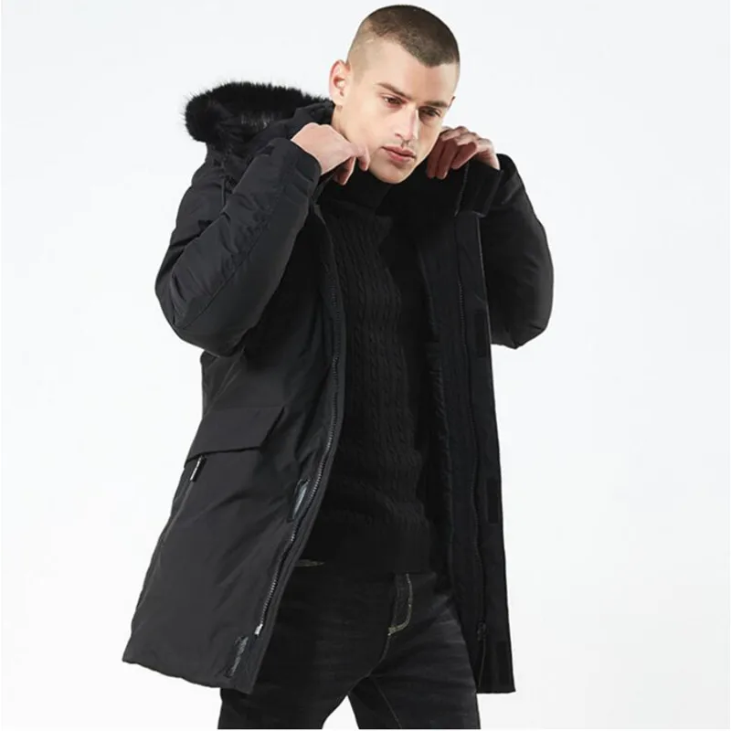 Новинка зимнее теплое пальто Мужская ветровка утепленная куртка с мехом и