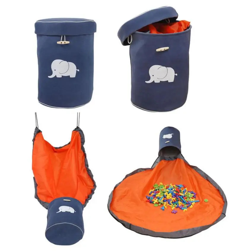 

New Elephant Portable Kids Toy Storage Bag and Play Mat Toys Organizer Box Drawstring Bag Practical waterproof Storage Baskets