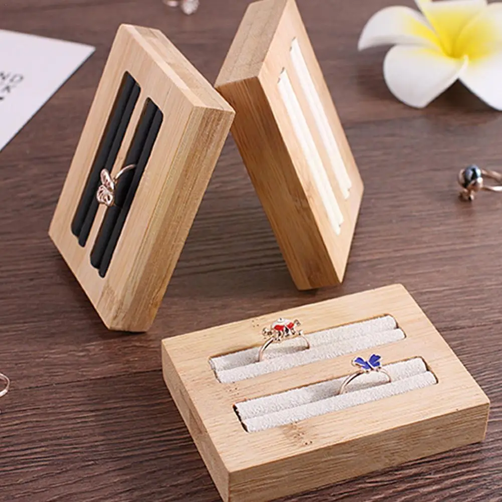 

Бамбуковая деревянная витрина для ювелирных изделий, квадратный поднос для ювелирных изделий, подвеска для серег, браслетов, витрина для ож...