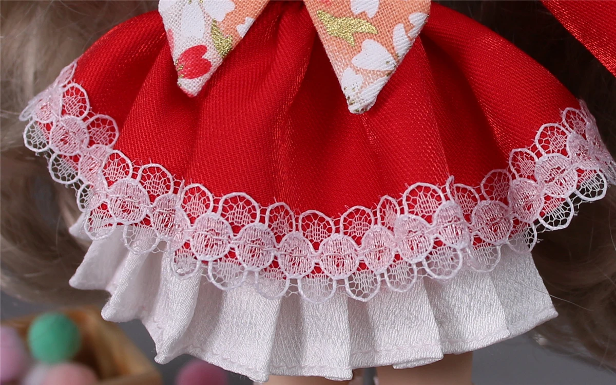 Neo Blythe Doll Christmas Dress With Bow Hairpin 7
