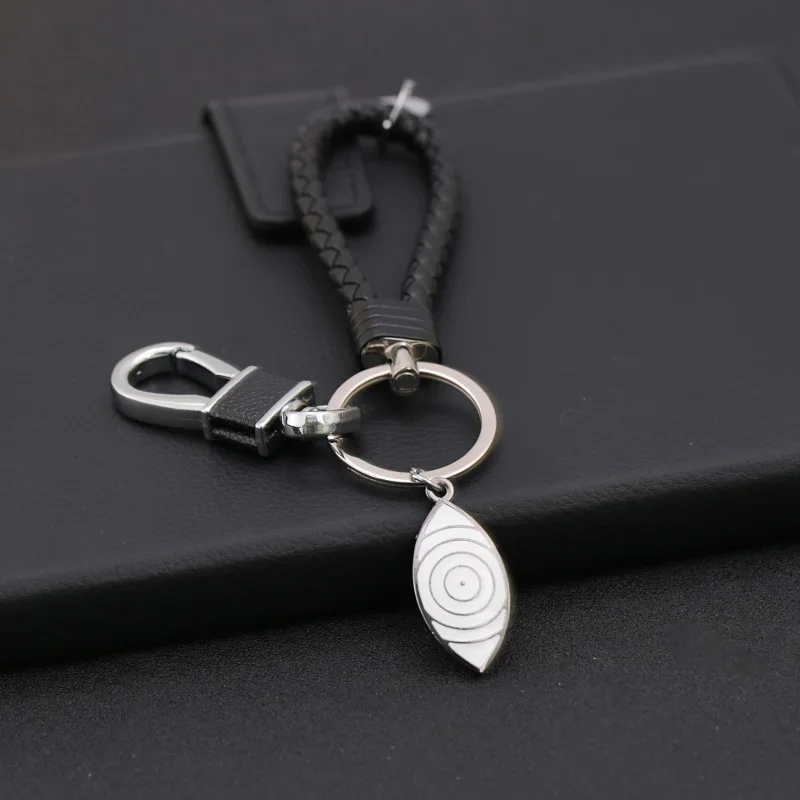 

Anime Naruto Woven Leather Keychain Men Car Red Cloud Uchiha Itachi Shuriken Rinnegan Eye Keyring Bag Pendant Women Jewelry