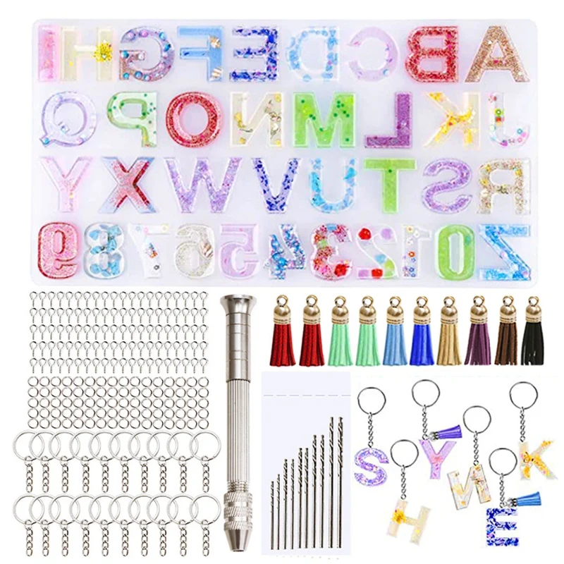 

242 Pieces Silicone Resin Casting Molds Starter Kit , Alphabet Number Silicone Mold and Tools Set for Resin Jewelry