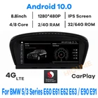 Автомобильный мультимедийный плеер Qualcomm Snapdragon, плеер на Android 11, с GPS, радио, для BMW 5, E60, E61, E62, E63, 3 серии, E90, E91, CCC, CIC, 8,8 дюйма