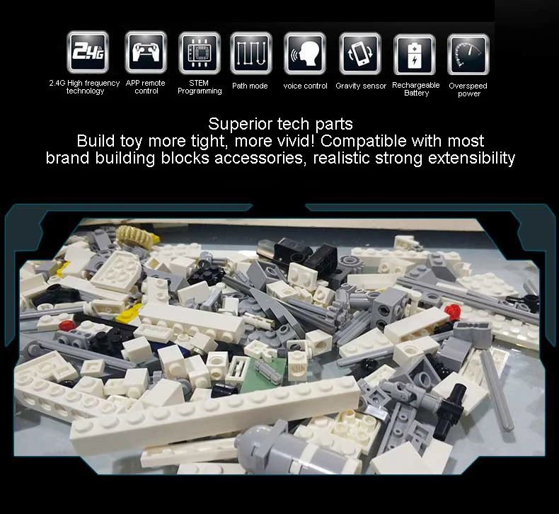 

391Pcs Crawler Track-laying Vehicle APP Remote Control Building Blocks Technic RC Racing Movable Bricks Car Toys Child