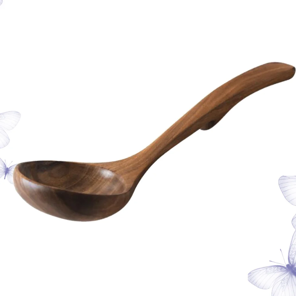 

20CM Grapefruit Wood Soup Ladle Unpainted Long Handle Serving Scoop Anti-slip Porridge Spoon Kitchen Utensil Tableware for Home